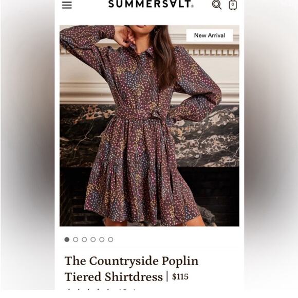 Summersalt The Countryside Poplin Tiered Shirtdress in Floral Prairie Chocolate - Picture 14 of 14